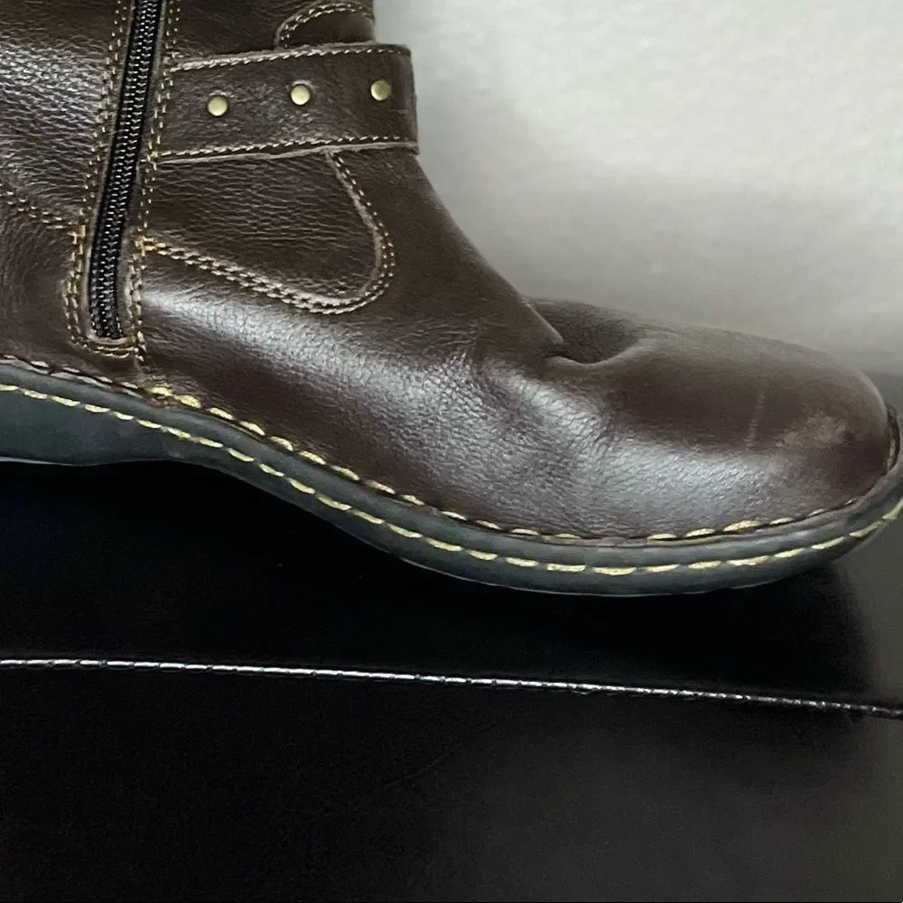 b.o.c. Womens Austin Faux Leather Flat Knee-High Boots With Buckle Brown Sz: 7.5 - Picture 6 of 8